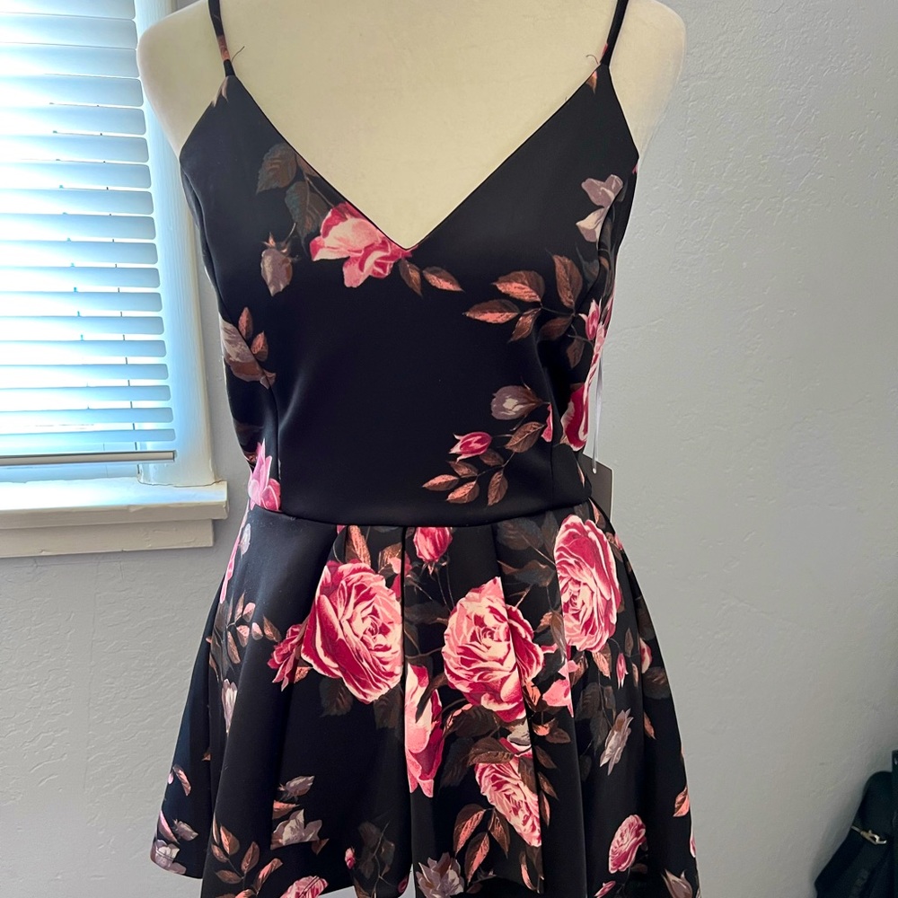 NWT Floral Spaghetti strap shorts romper